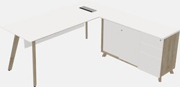 L shaped desk with cabinet