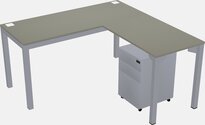 Wood l shaped desk with drawers