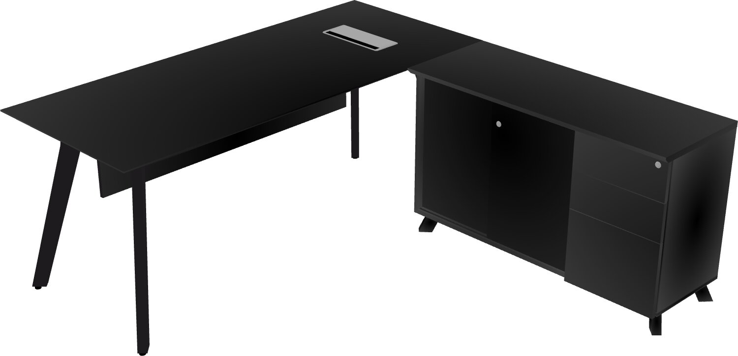 Upgrade your office space with our stylish and functional L-shaped desk with drawers. This sleek design offers ample storage for all your office essentials, while the unique shape adds a refreshing touch to your workspace. Say goodbye to clutter and hello to productivity with our L-shaped desk. Shop now and elevate your office experience.