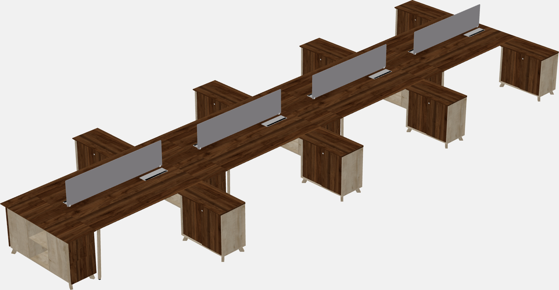 L-shaped shared desk