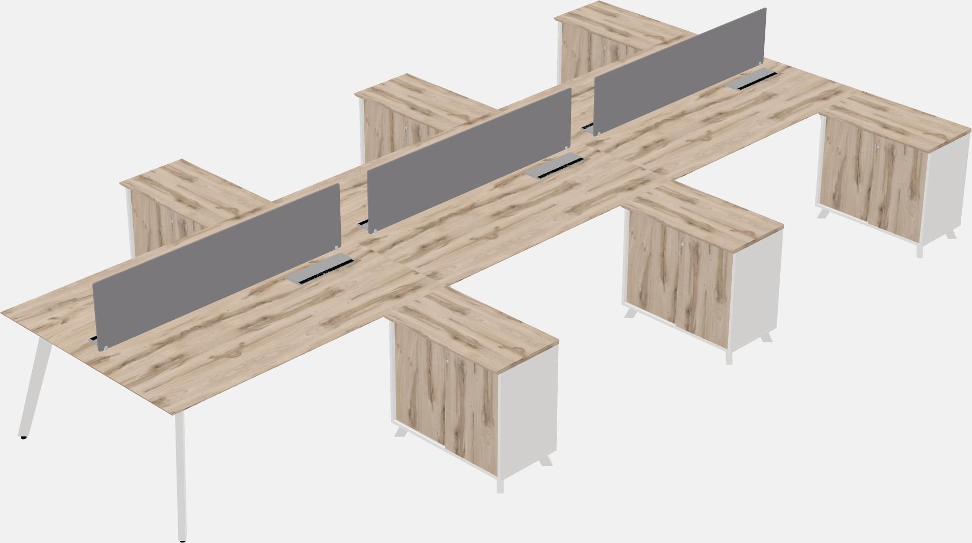 L-shaped shared desk