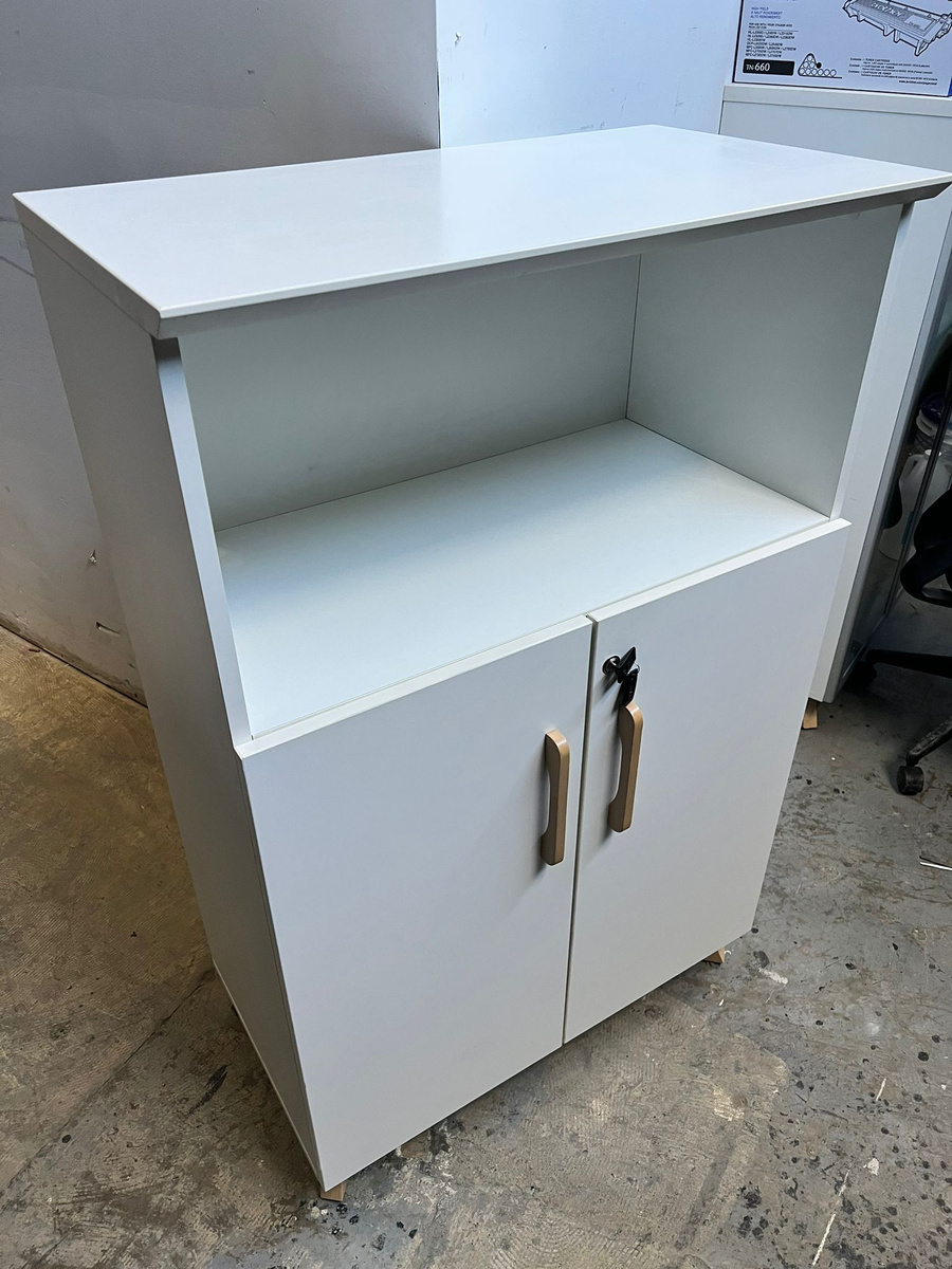 Medium height cabinet with open shelf