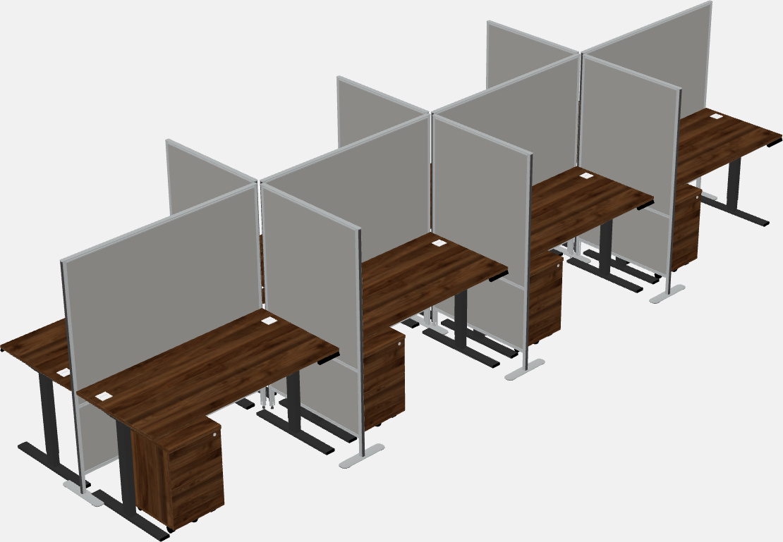 Cubículos retangulares compartilhados sit-to-stand