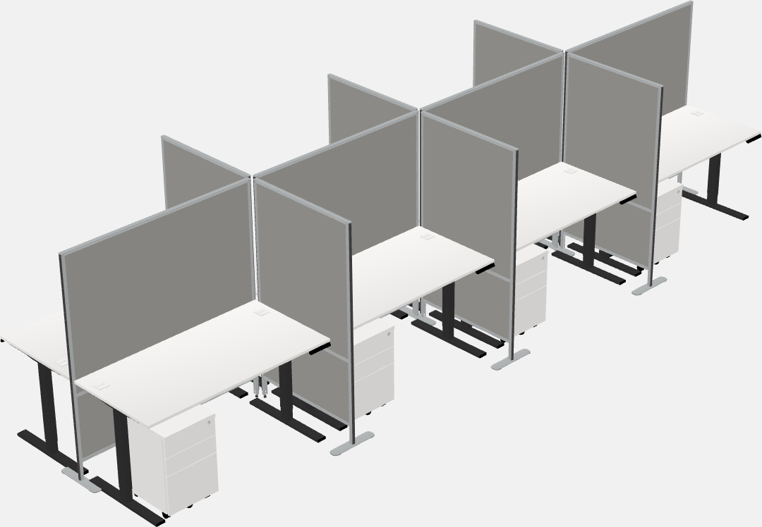 Shared rectangular sit-to-stand cubicles