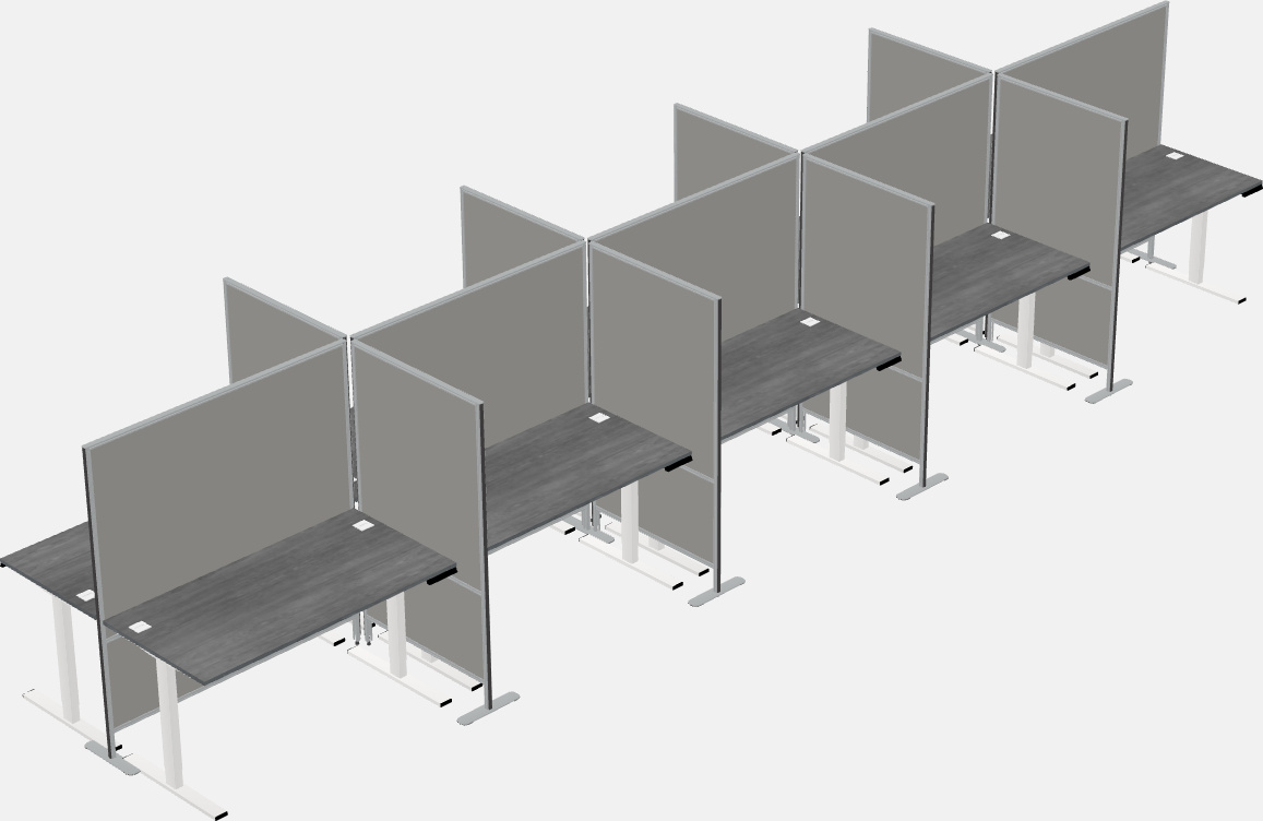 Cubículos retangulares compartilhados sit-to-stand