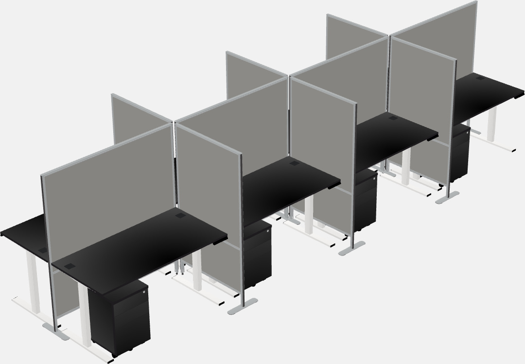 Shared rectangular sit-to-stand cubicles