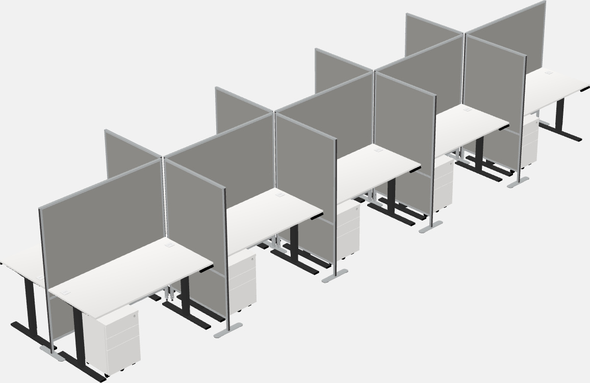 Shared rectangular sit-to-stand cubicles