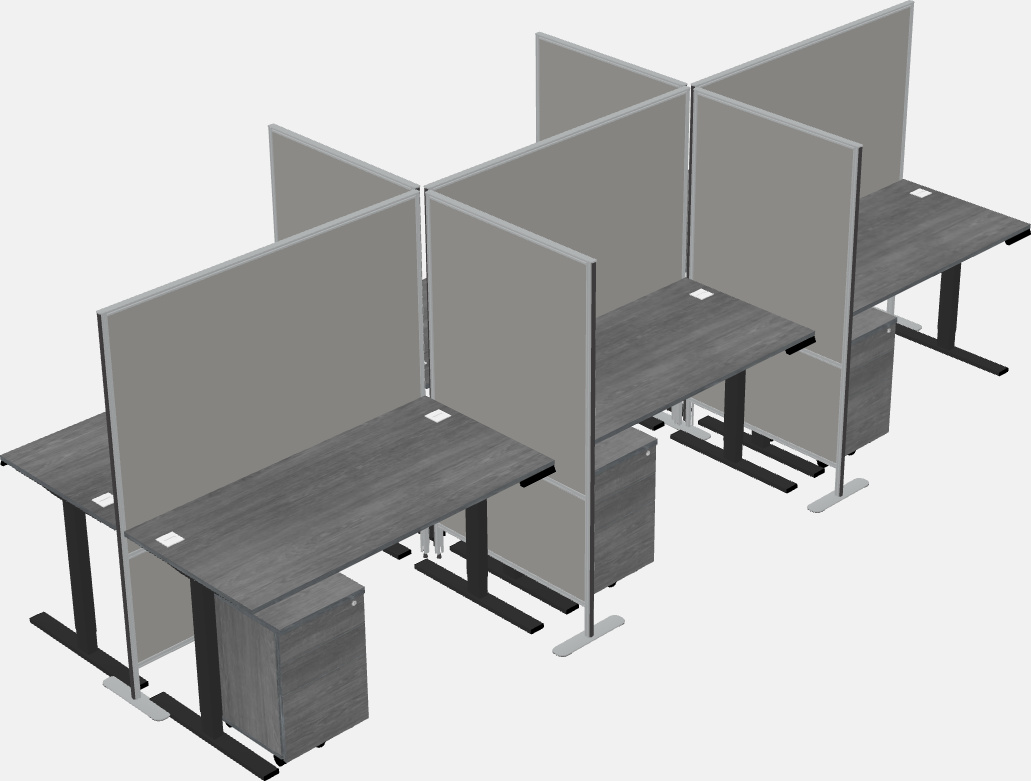 Shared rectangular sit-to-stand cubicles