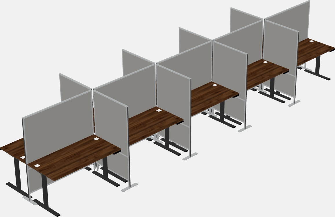 Cubículos retangulares compartilhados sit-to-stand