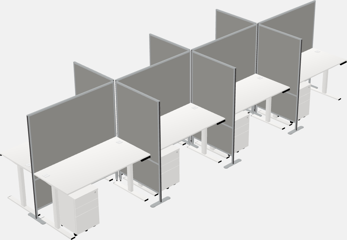 Shared rectangular sit-to-stand cubicles