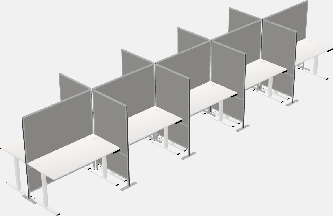 Shared rectangular sit-to-stand cubicles