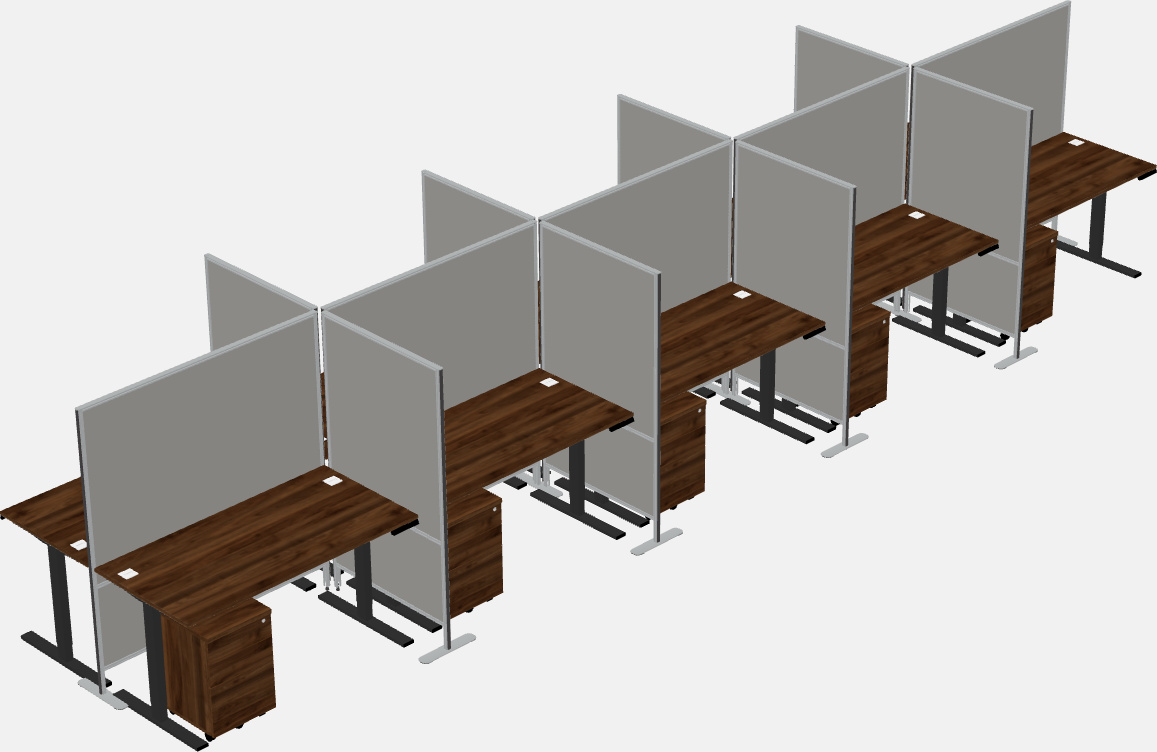 Cubículos retangulares compartilhados sit-to-stand