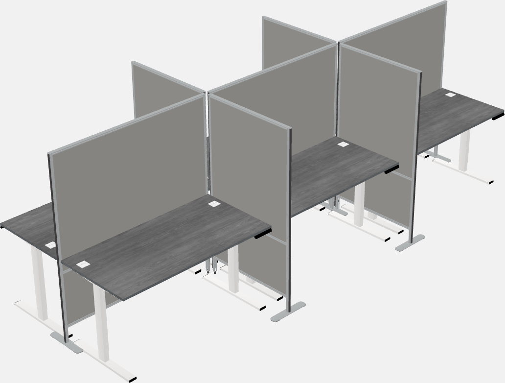 Cubículos retangulares compartilhados sit-to-stand