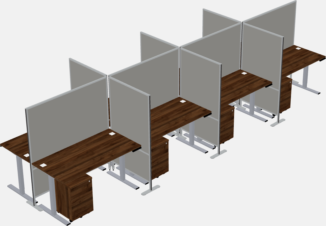 Shared rectangular sit-to-stand cubicles