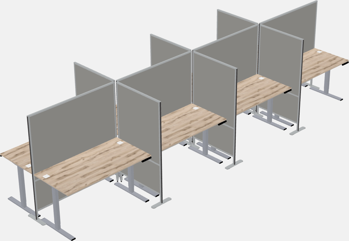 Cubículos retangulares compartilhados sit-to-stand