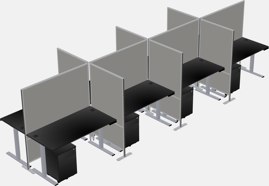 Cubicoli rettangolari condivisi sit-to-stand