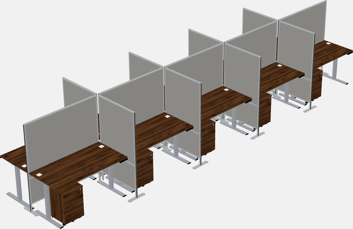 Shared rectangular sit-to-stand cubicles