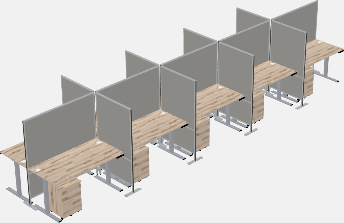 Cubículos retangulares compartilhados sit-to-stand