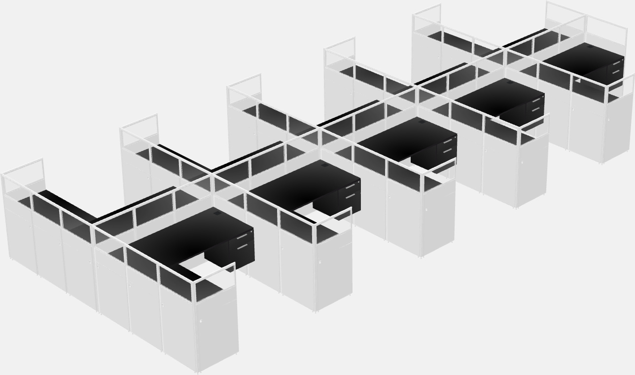 Shared l-shaped cubicle