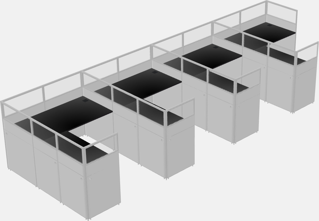 Shared l-shaped cubicle