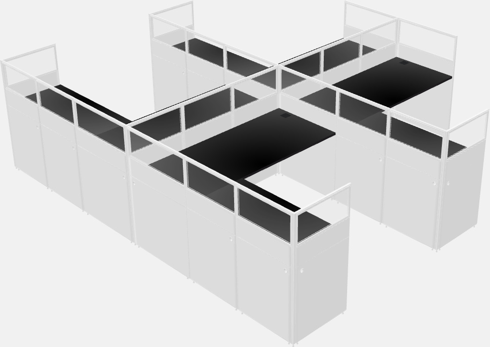 Shared l-shaped cubicle