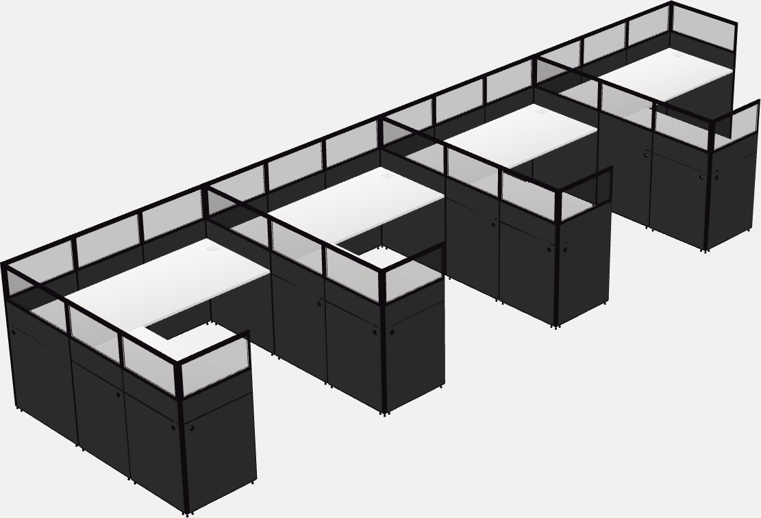 Shared l-shaped cubicle