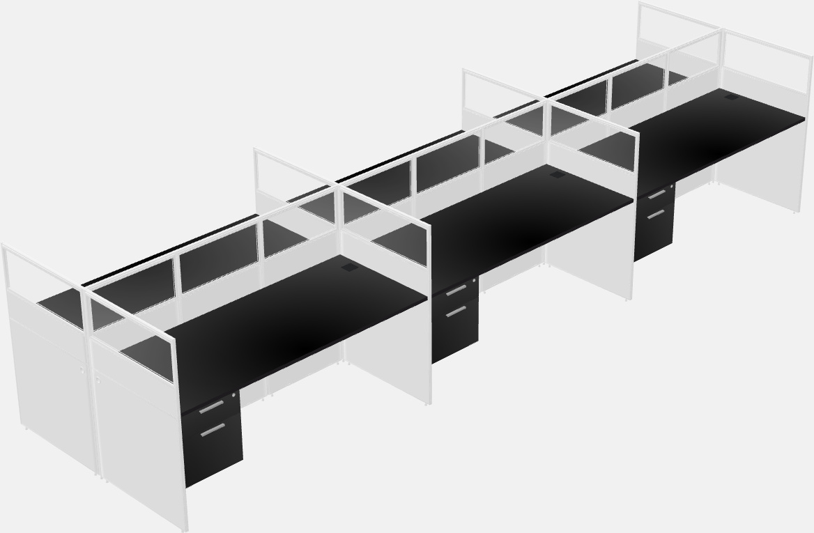 Shared rectangular cubicle