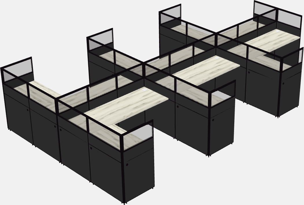 Shared l-shaped cubicle