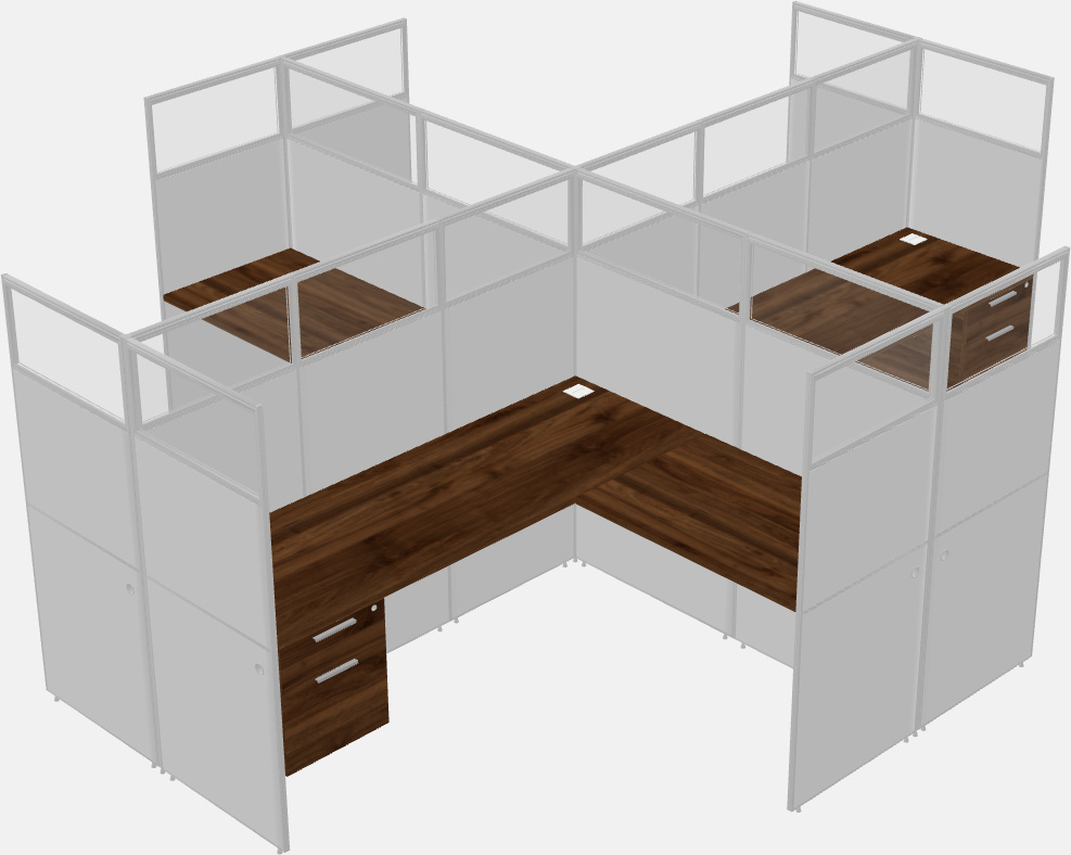 Cubículos compartidos en forma de l