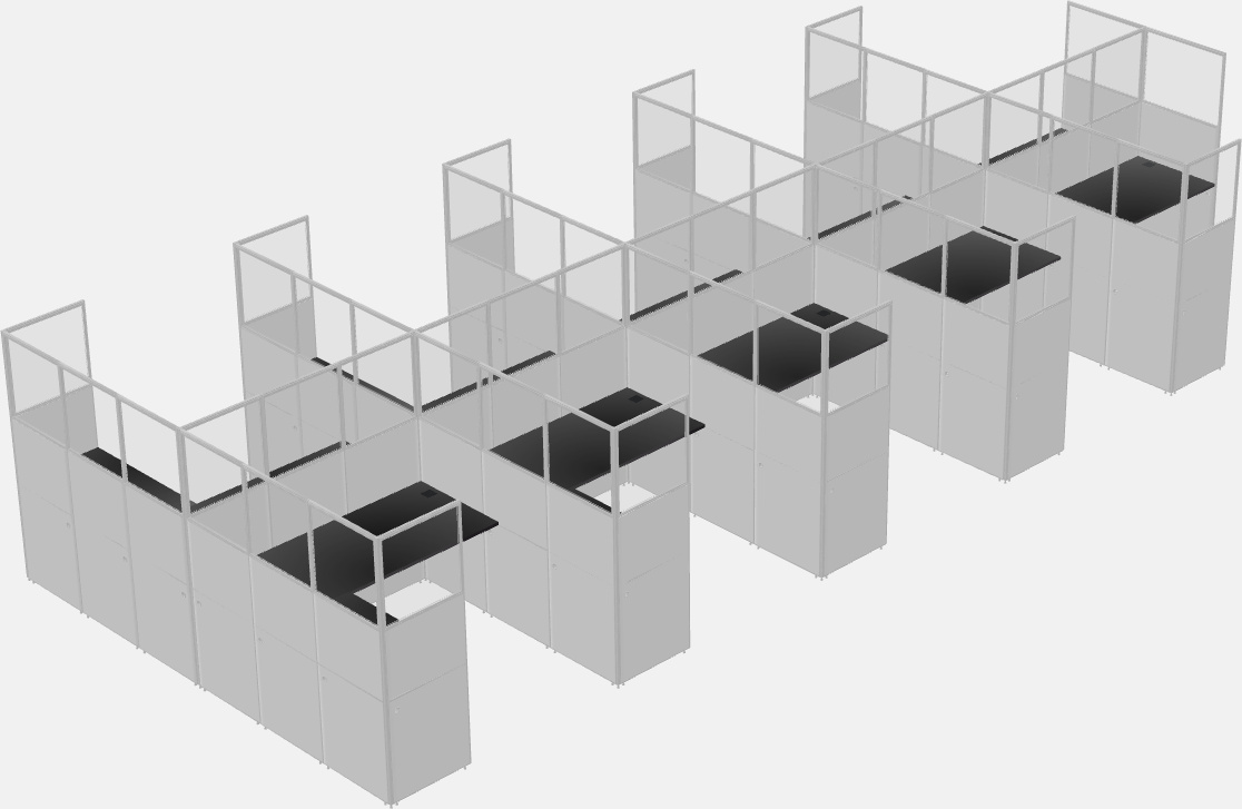 Shared l-shaped cubicle