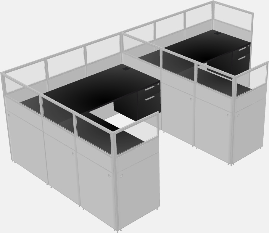 Shared l-shaped cubicle