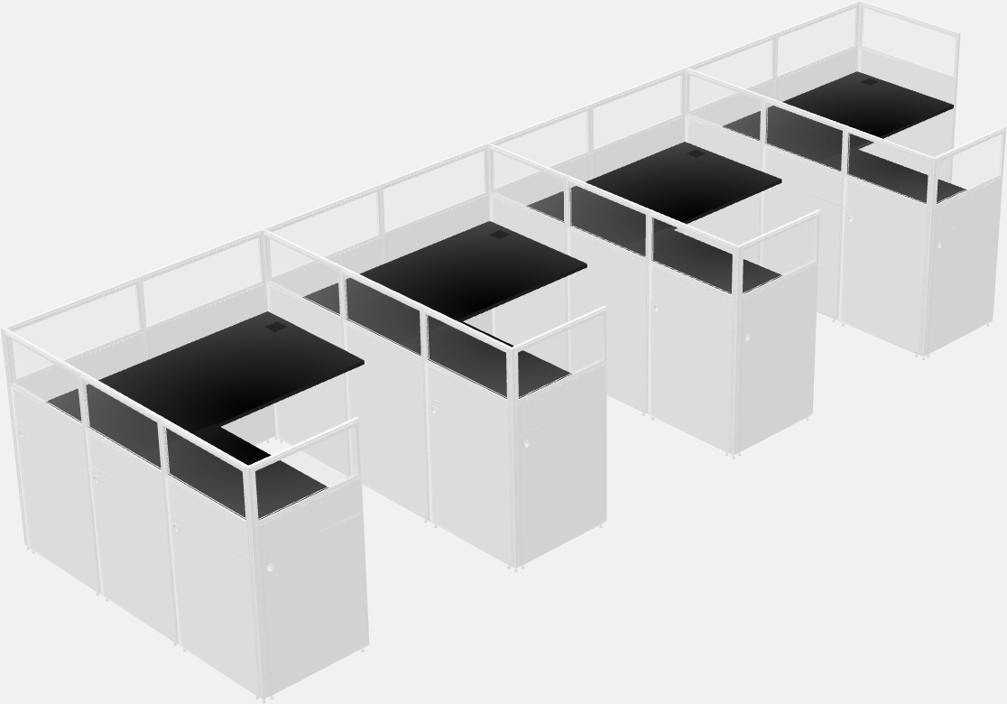 Shared l-shaped cubicle