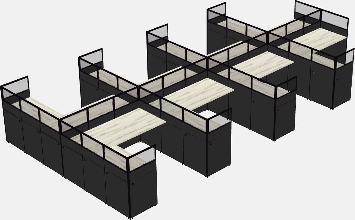 Shared l-shaped cubicle