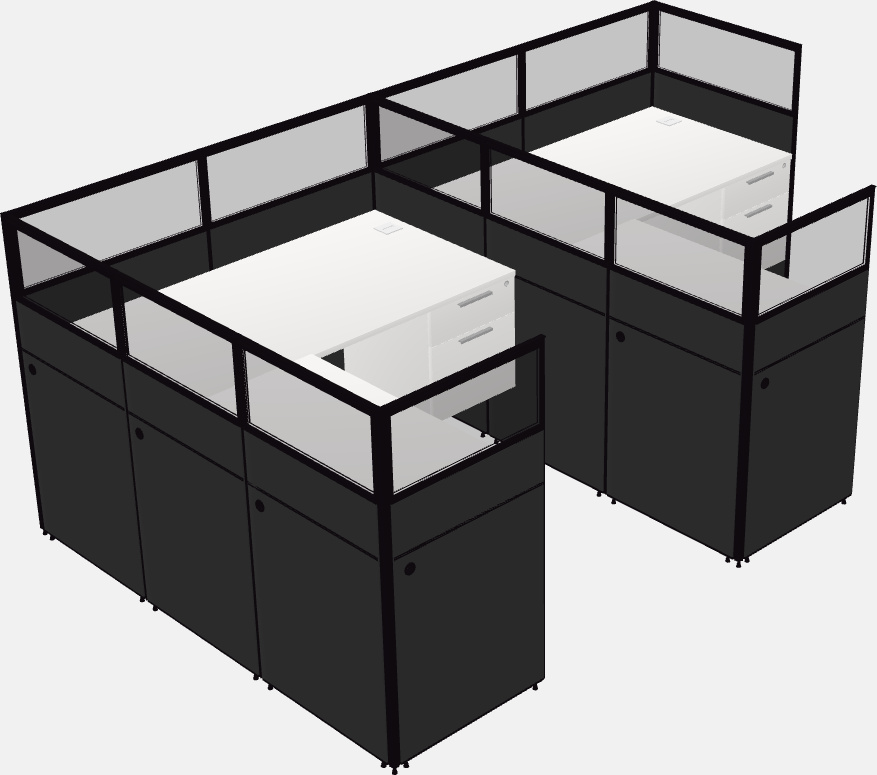 Shared l-shaped cubicle