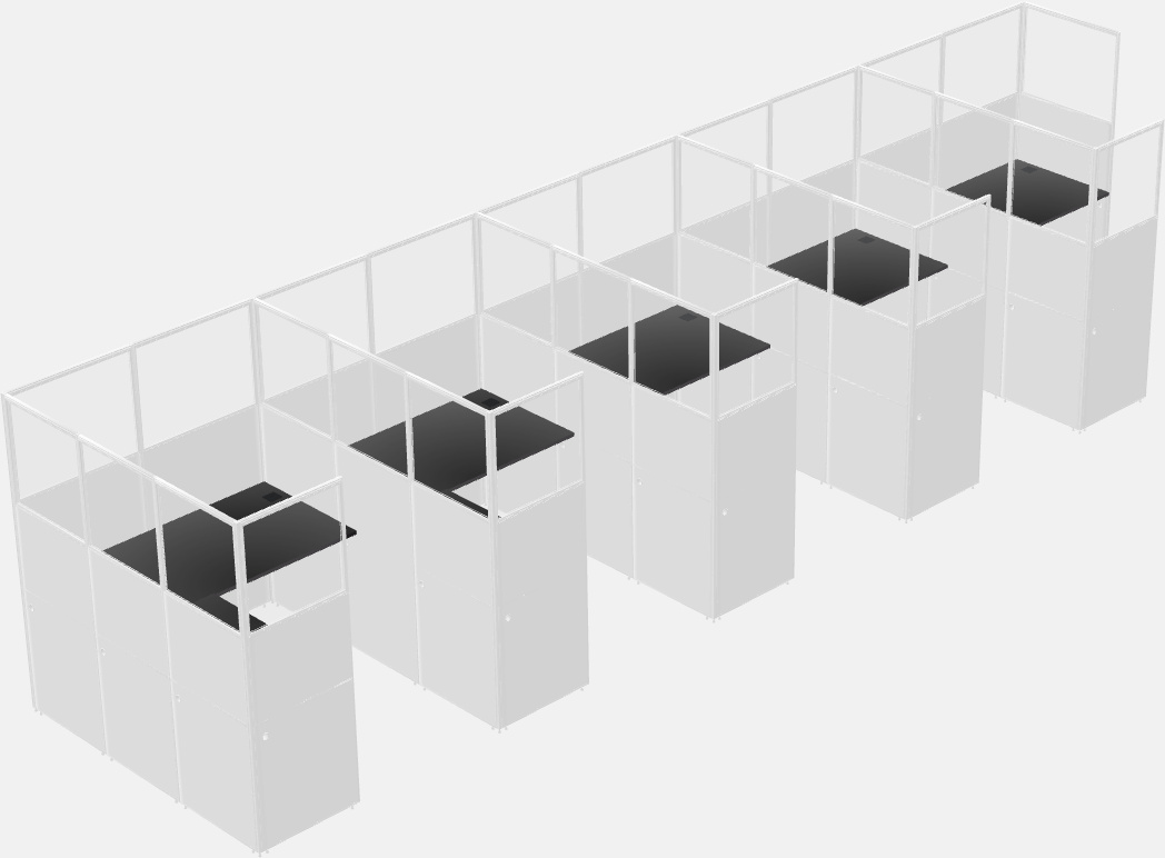 Shared l-shaped cubicle