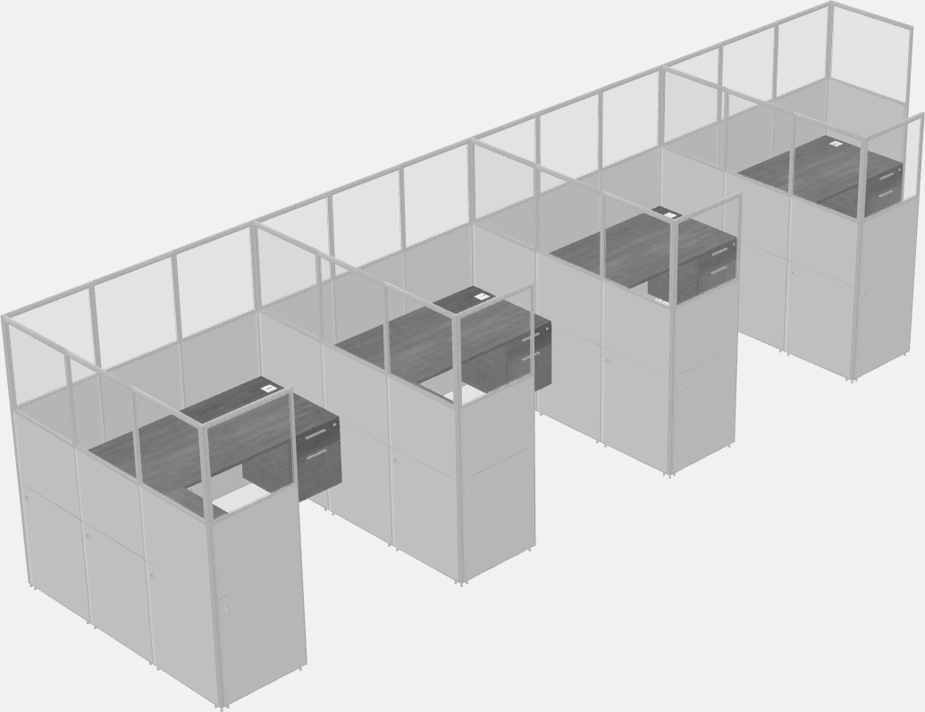 Cubículo compartido en forma de l