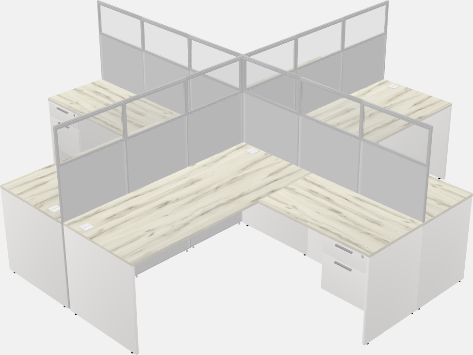 Cubículos compartidos en forma de l