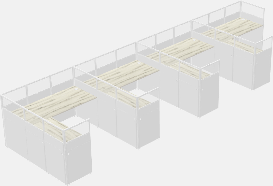 Shared l-shaped cubicle