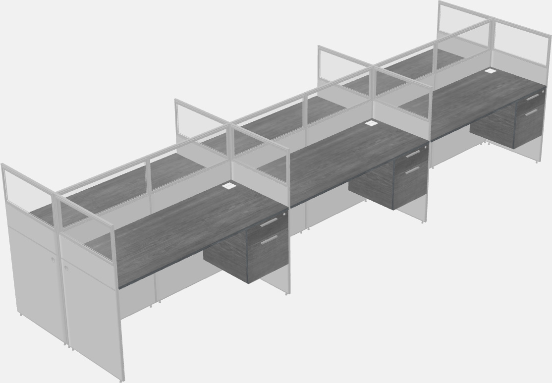 Cubículo rectangular compartido