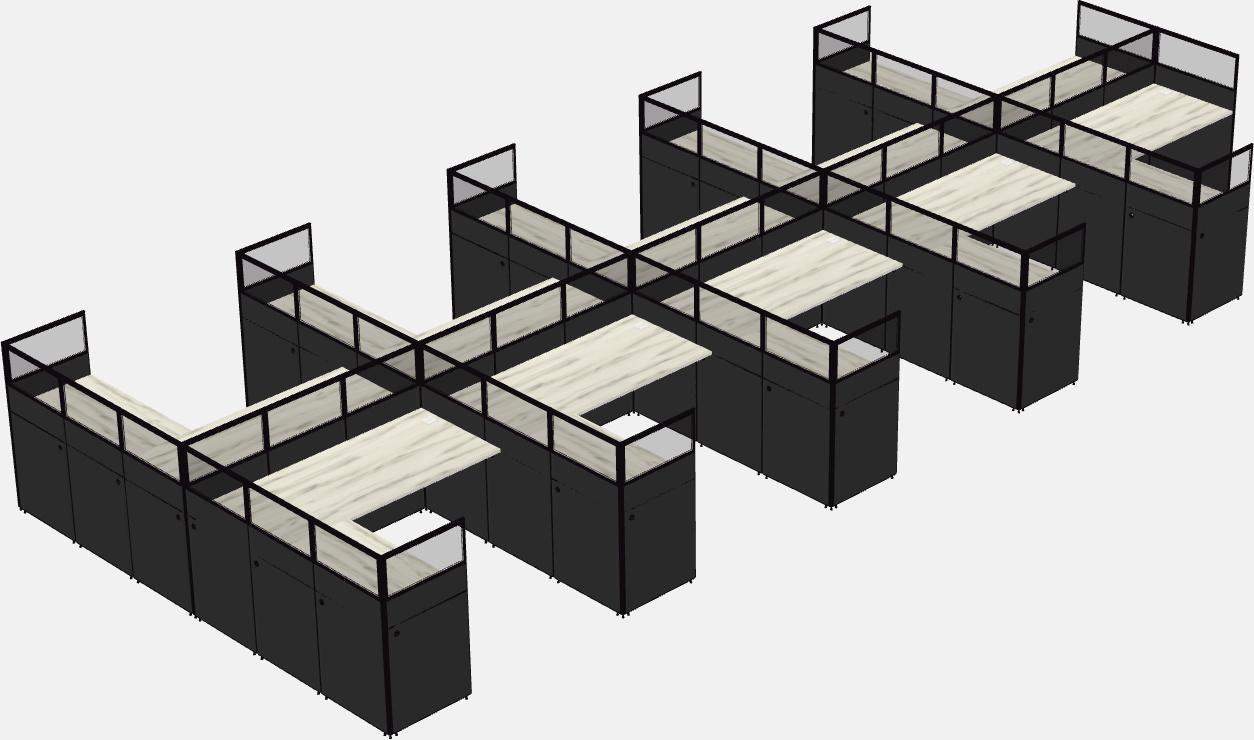 Shared l-shaped cubicle