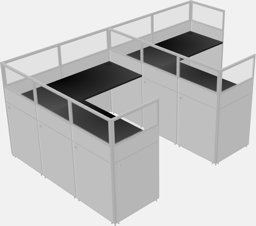 Shared l-shaped cubicle