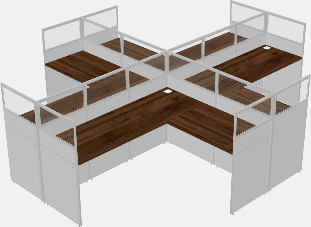 Nakabahaging l-shaped na mga cubicle