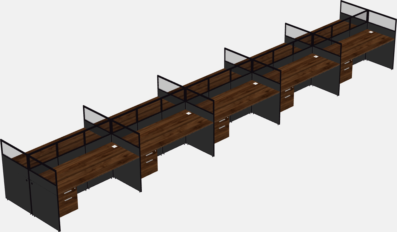 Cubículo rectangular compartido