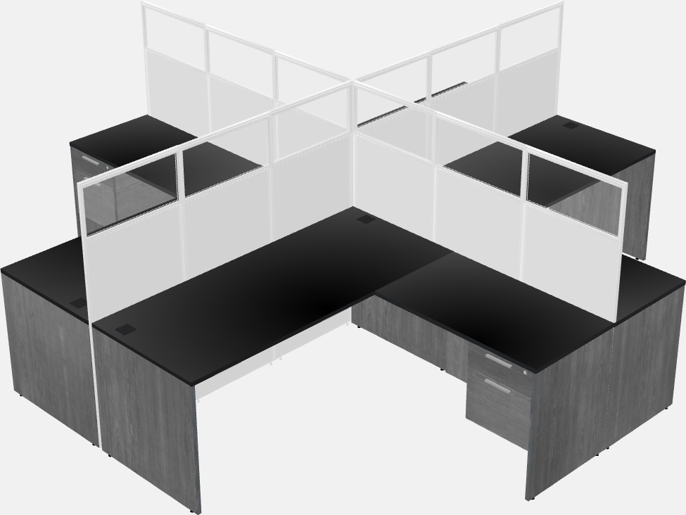 Shared l-shaped cubicles