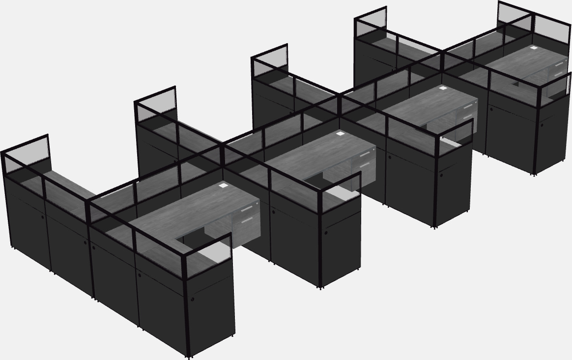 Shared l-shaped cubicle