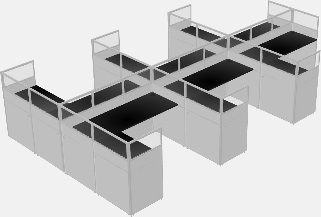 Cubículo compartido en forma de l