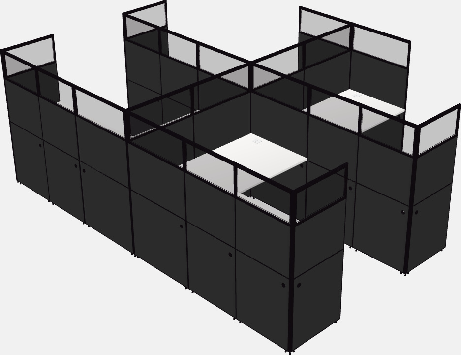 Cubículo compartido en forma de l