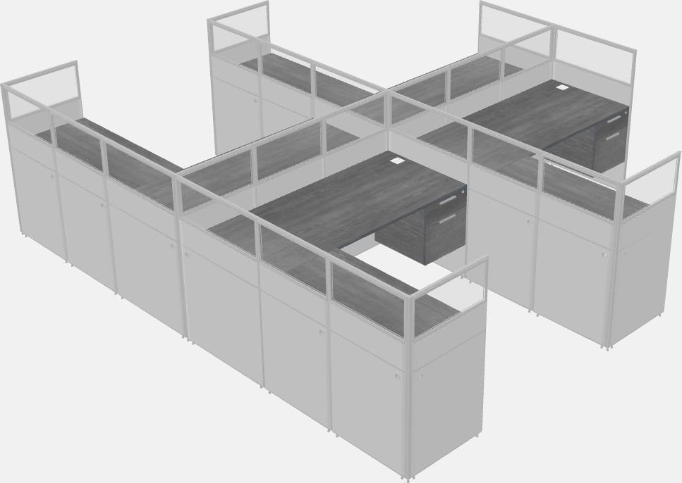 Shared l-shaped cubicle