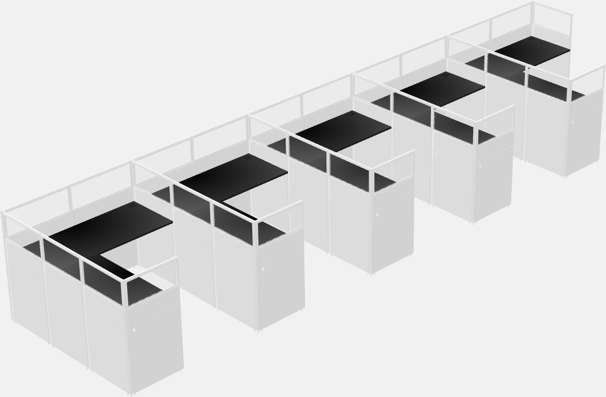 Shared l-shaped cubicle