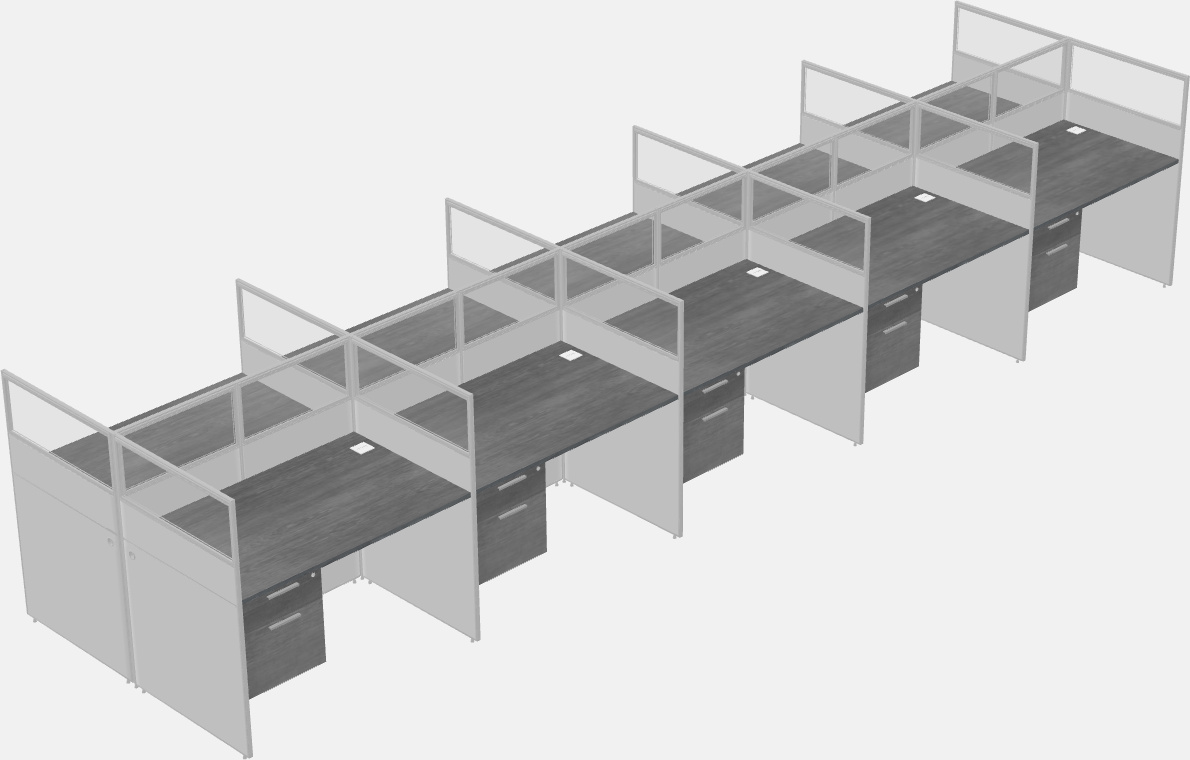 Cubículo rectangular compartido